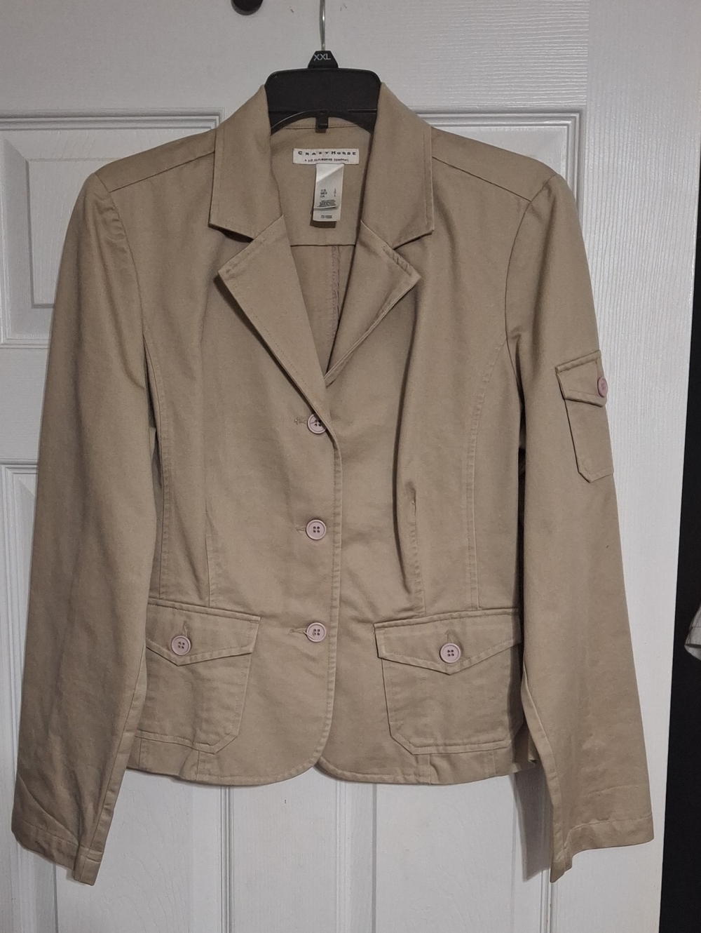 Crazy Horse Beige Tailored Cotton Blazer By Liz Claiborne